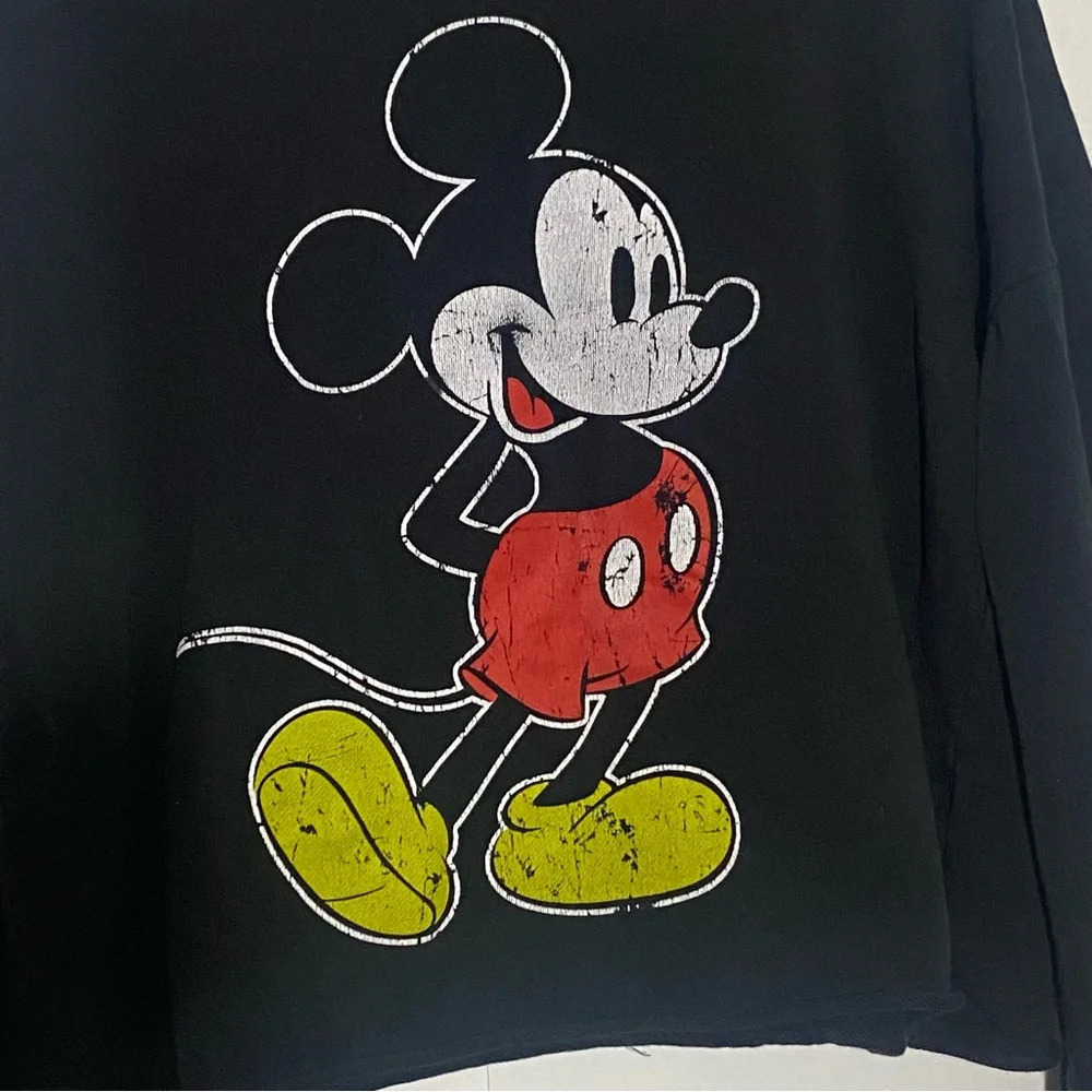 Disney Mickey Mouse by trf black cropped crewneck dropped shoulder sweater s M - Picture 3 of 8
